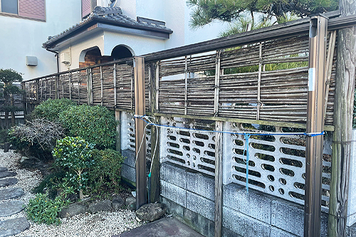 株式会社木むら造園の施工事例　Y邸（御簾垣工事）